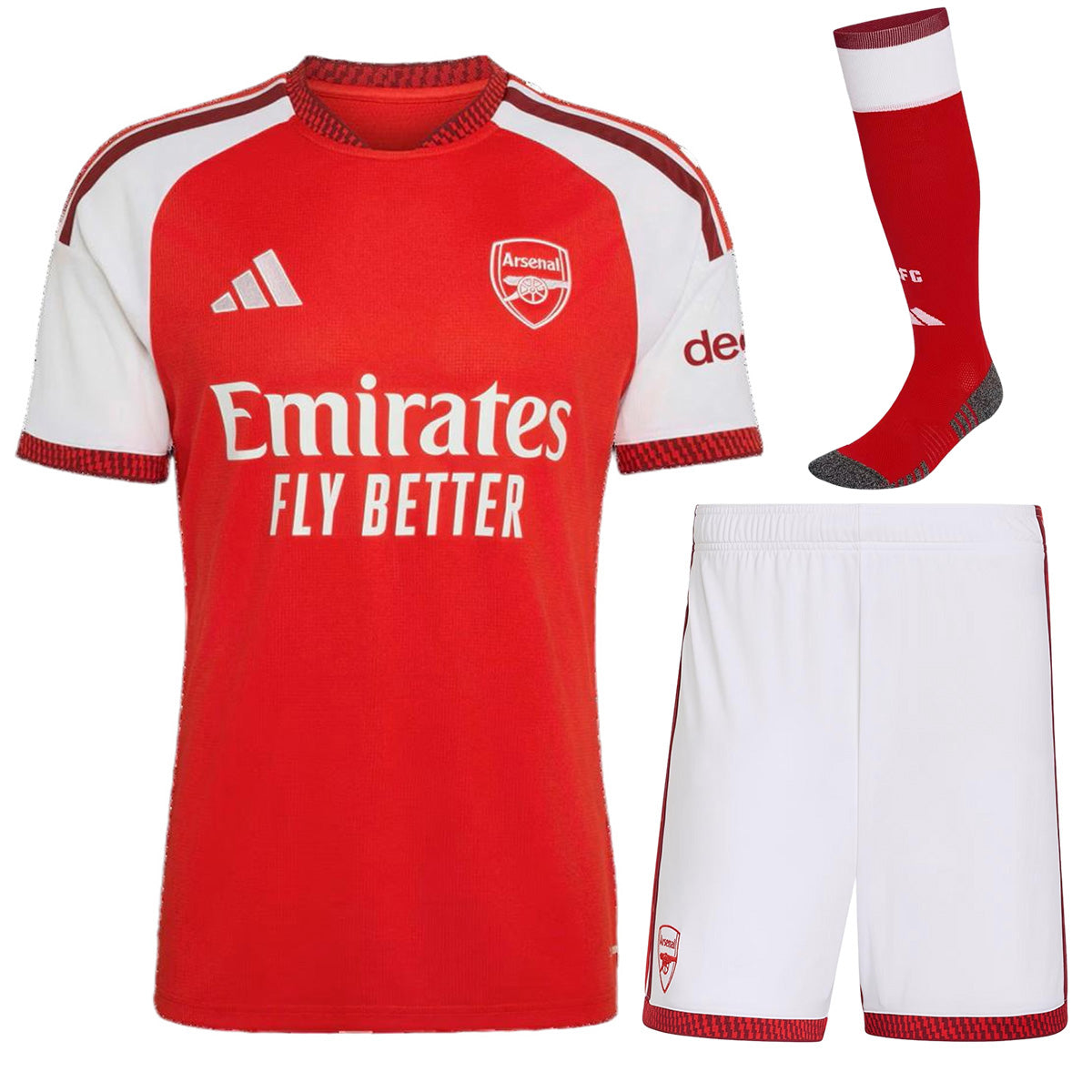 Arsenal kotipeliasu 2026/27 – pelipaita, shortsit ja sukat edestä