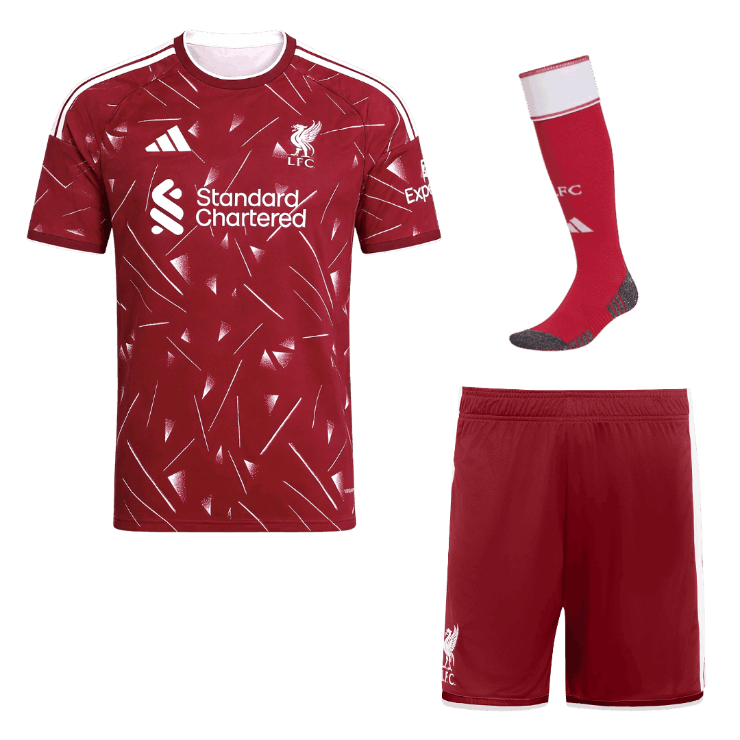 Liverpool kotipeliasu 2026/27 – pelipaita, shortsit ja sukat edestä