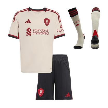 Liverpool 2025/26 Vieras Lasten täydellinen peliasu
